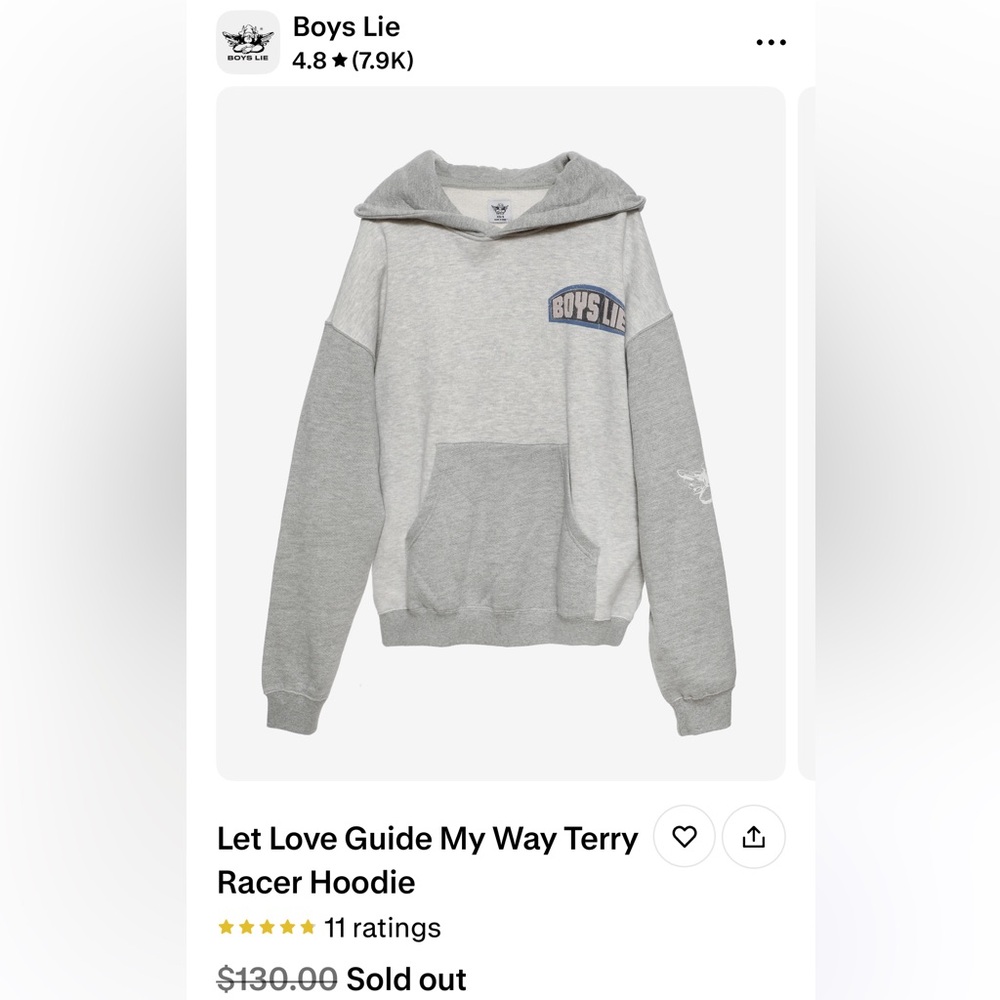 Boys Lie “Let love guide my way” Terry Racer Hoodie